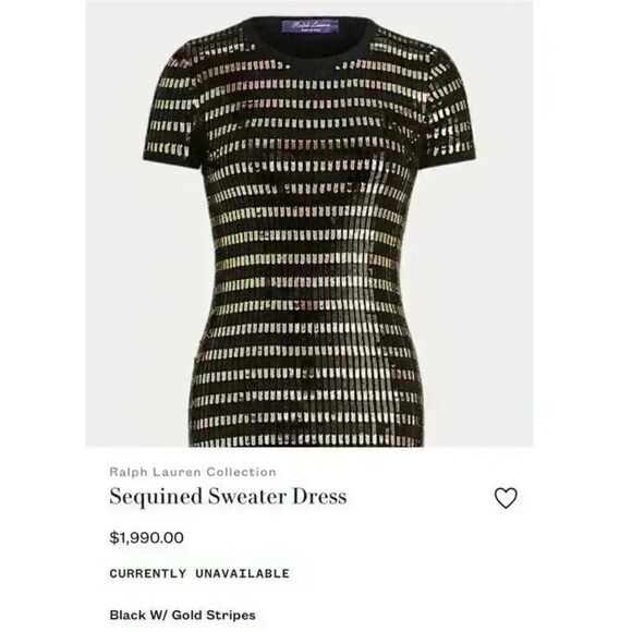 Ralph Lauren Spring 2019 Collection Metallic Gold Sequin Stripe Body Con Dress - Picture 2 of 16